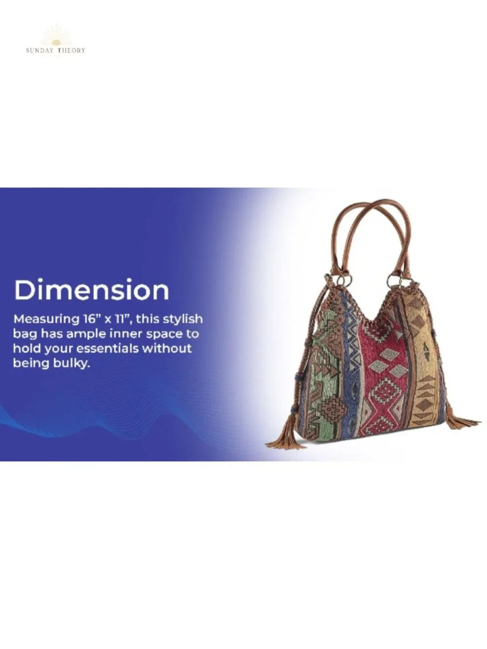 Tapestry Slouchy Hobo Bag with Snap Closure, Faux Leather Trim, Lined Interior